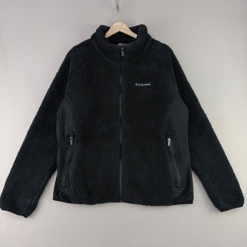 Columbia Fast Beauty Fleece Jacket Womens XXL Black Full-Zip Hybrid Sherpa
